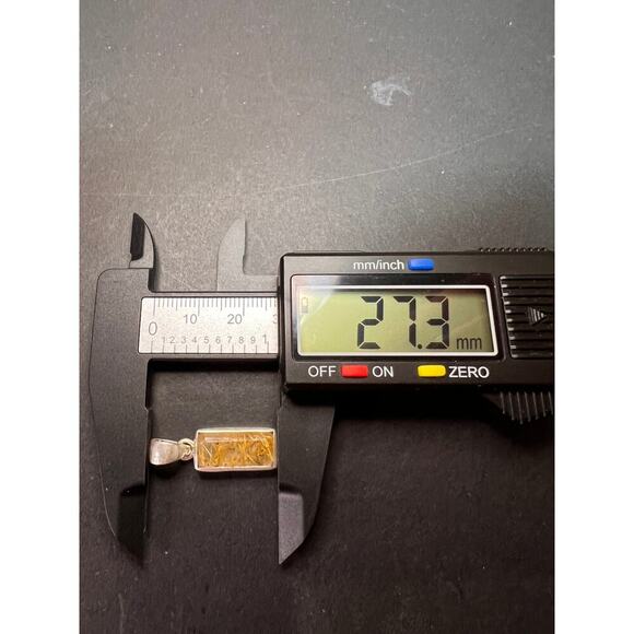 NEW Golden rutile quartz gemstone sterling silver pendant 3 grams - Picture 10 of 11